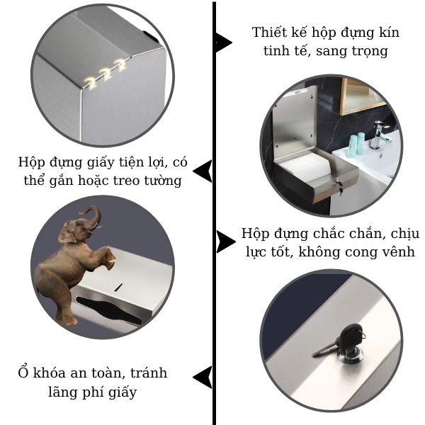 Hộp đựng giấy vệ sinh inox