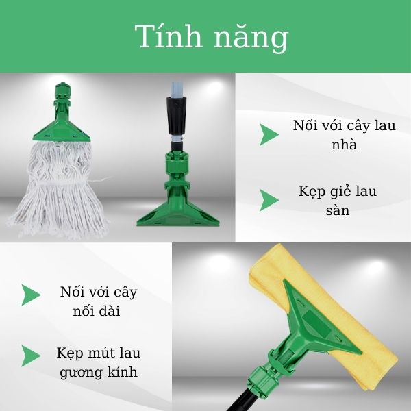 Kẹp mút cọ kính có tính năng kẹp mút lau kính, kẹp giẻ lau trần, tường