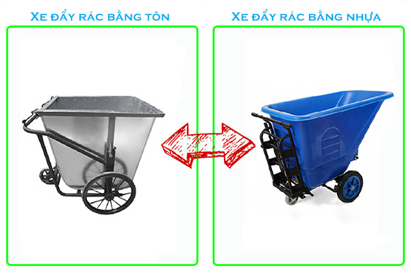 Nên sử dụng xe đẩy rác bằng tôn hay bằng xe đẩy rác bằng nhựa