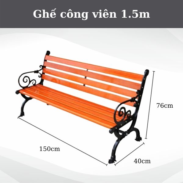 Mẫu ghế ngoài trời kích thước 1m2