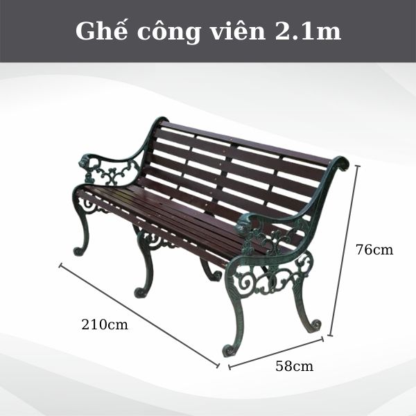 Kích thước ghế công viên
