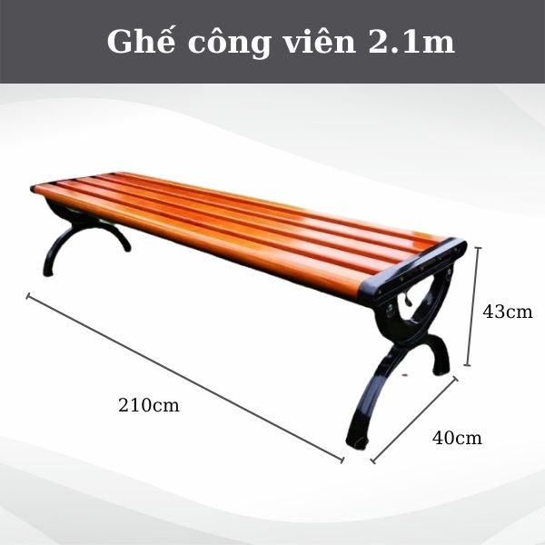 Băng ghế ngoài trời kích thước chuẩn 2,1m