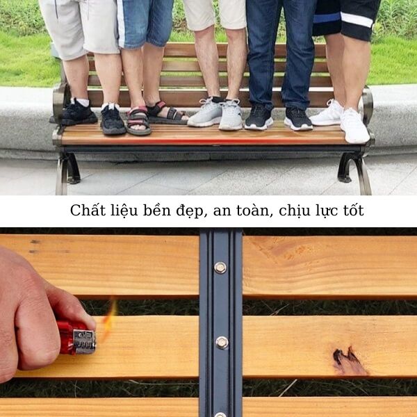 Ghế được làm từ gang cứng cáp, chịu lực tốt, bền đẹp, an toàn