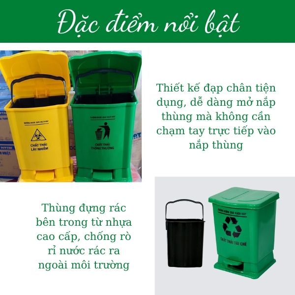 Thiết kế đạp chân tiện lợi của thùng rác 25 lít