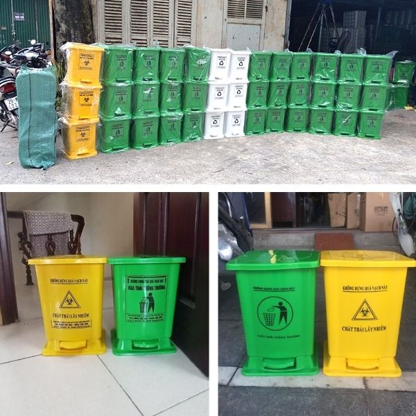 Giao tận nơi 500 thùng rác nhựa đạp chân cho đối tác ở Bình Dương