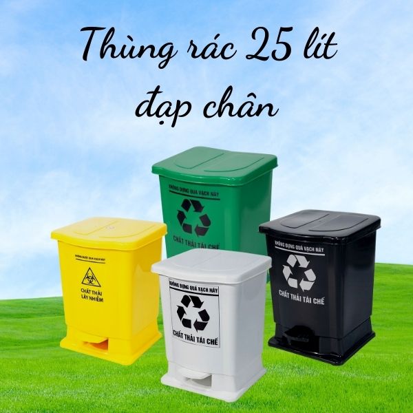 Mẫu thùng rác 25l đạp chân tiện lợi, giá tốt nhất thị trường