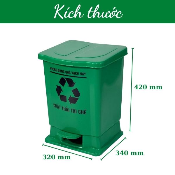 Thông số kích thước thùng rác nhựa 25l