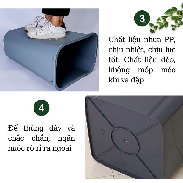 Chi tiết thùng rác nhựa 40l nắp lật