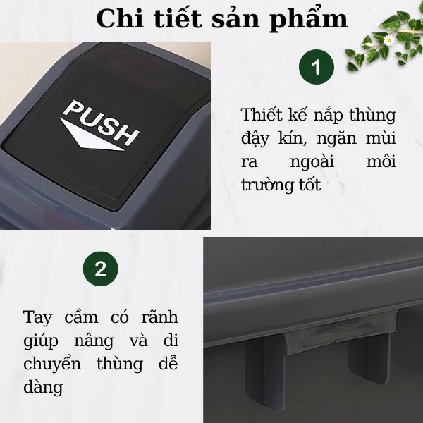 Chi tiết thùng rác nhựa 40l nắp lật