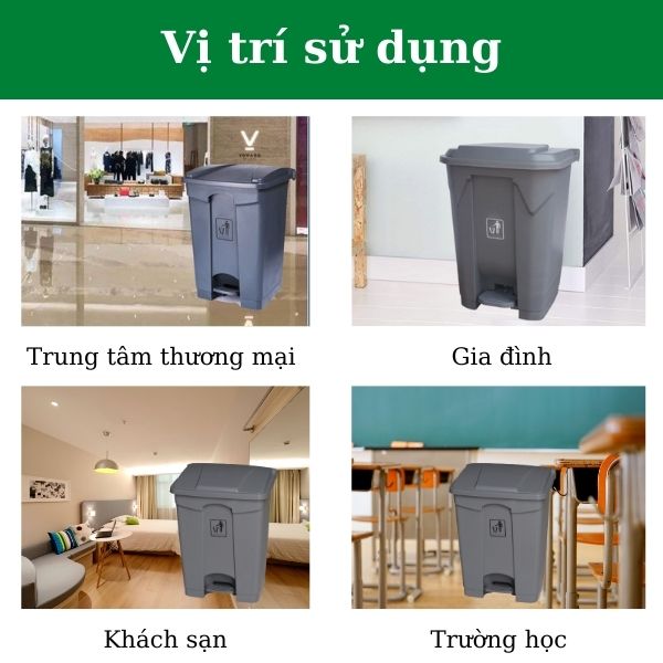 Vị trí sử dụng thùng rác nhựa 45l