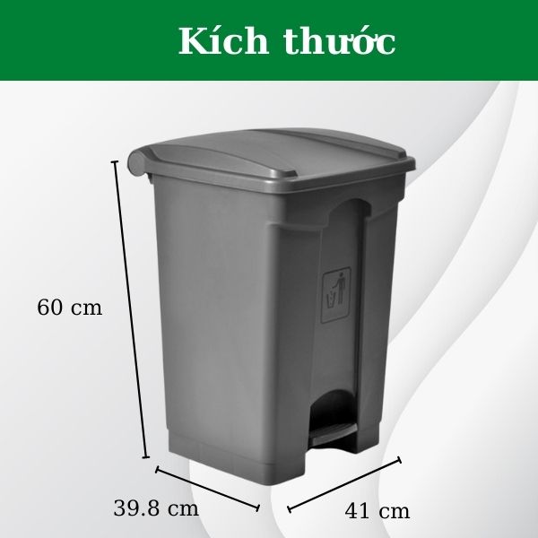 Chi tiết kích thước thùng rác 45 lít 
