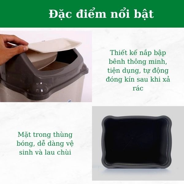 Đặc điểm nổi bật của thùng rác nắp lật 60 lít