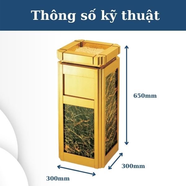 Thông số kỹ thuật thùng rác đá hoa cương