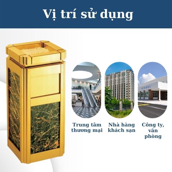 Thùng rác đá hoa cương được ưa chuộng sử dụng tại các khách sạn, nhà hàng, văn phòng,...