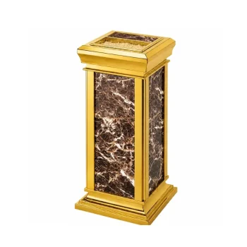 Thùng rác đá đỏ cửa xả rác phía trên