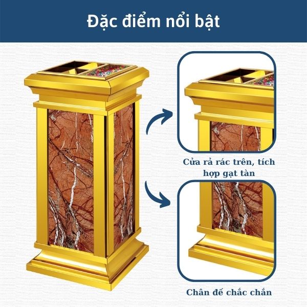 Đặc điểm nổi bật của thùng đựng rác đá hoa cương