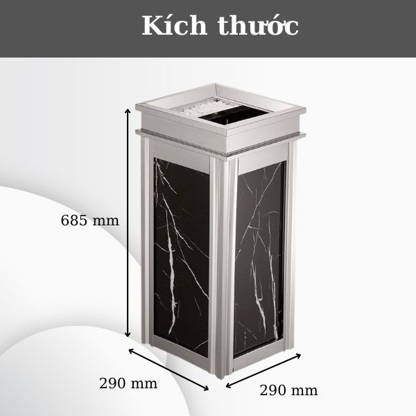 Chi tiết kích thước thùng đựng rác đá hoa cương