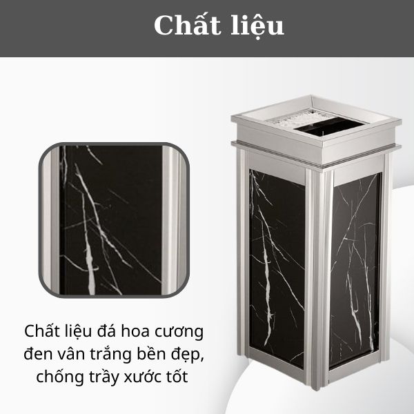 Thùng rác làm từ đá Granite đen vân trắng