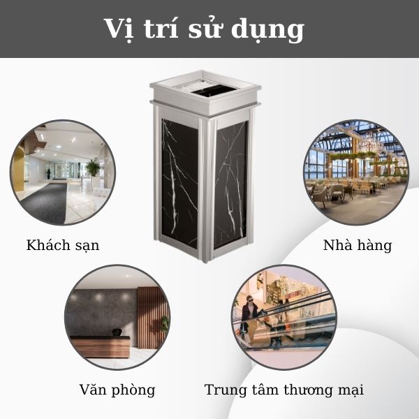Thùng rác đá cao cấp dùng tại sảnh khách sạn, tòa nhà, chung cư,...