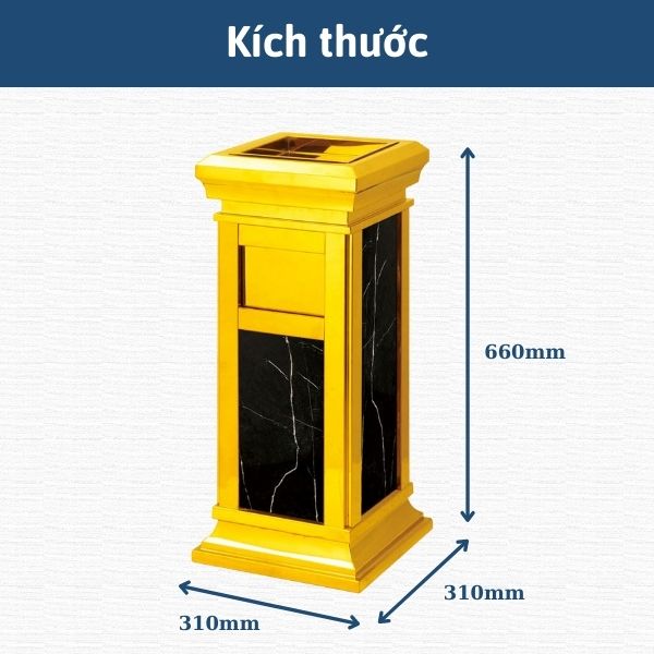 Chi tiết kích thước thùng rác đá hoa cương 