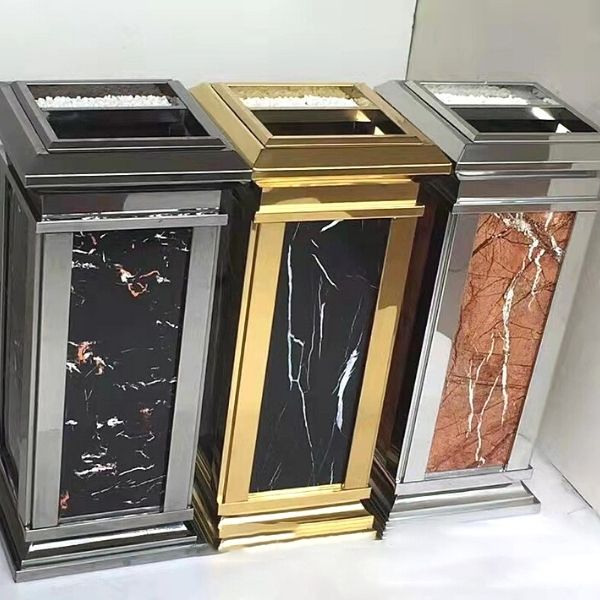 Thùng rác đá hoa cương nắp có gạt tàn