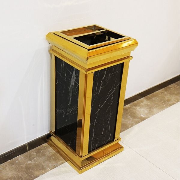 Thùng rác đá hoa cương nắp có gạt tàn