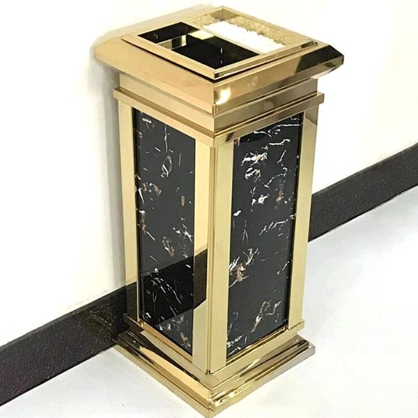 Thùng rác đá hoa cương nắp có gạt tàn