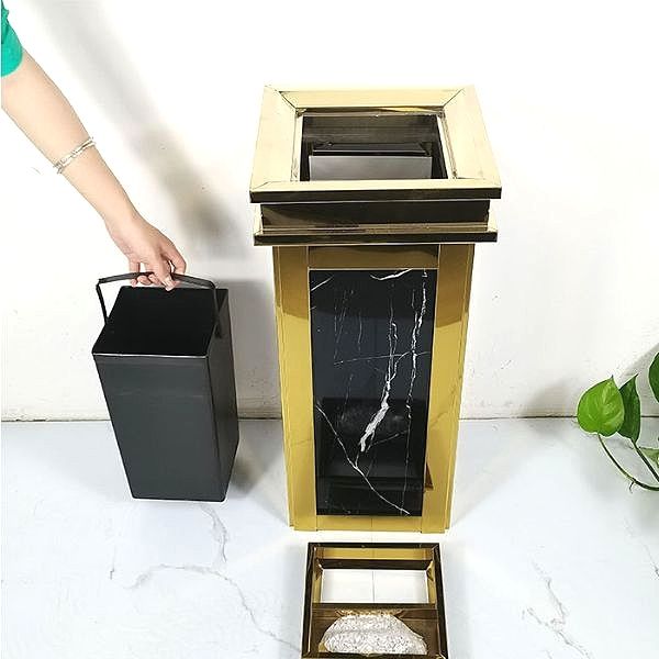 Thùng rác đá hoa cương nắp có gạt tàn