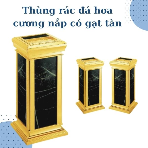 Mẫu thùng rác đá đen có gạt tàn tiện dụng