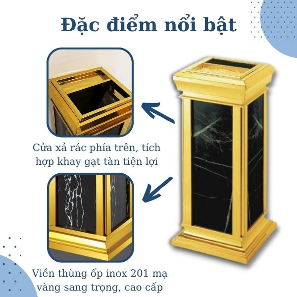 Đặc điểm nổi bật của thùng rác đá hoa cương đen