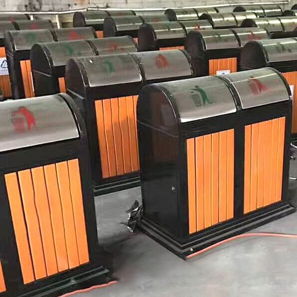 Thùng rác gỗ ngoài trời hai ngăn