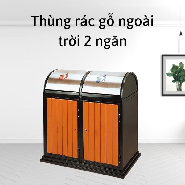 Mẫu thùng đựng rác bằng gỗ hai ngăn bán chạy số #1 hiện nay