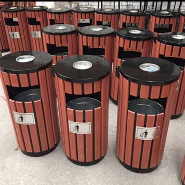 Thùng rác gỗ ngoài trời hình tròn