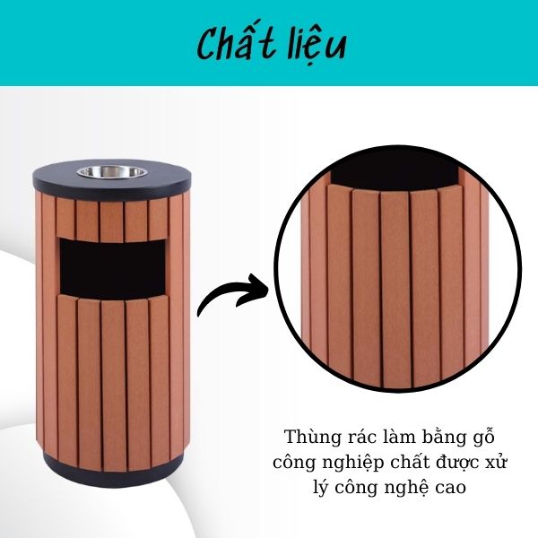 Thông số kỹ thuật thùng đựng rác bằng gỗ