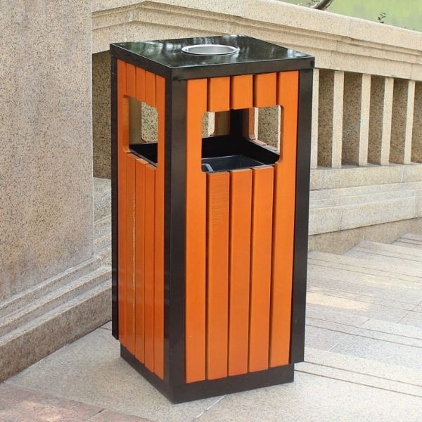 Thùng rác gỗ ngoài trời hình vuông