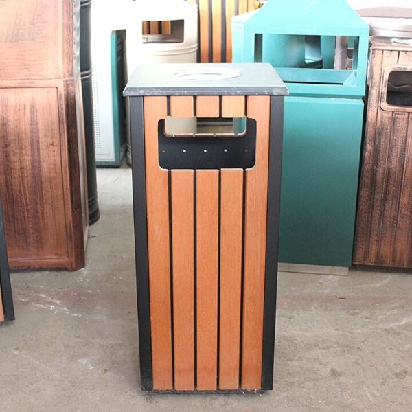 Thùng rác gỗ ngoài trời hình vuông