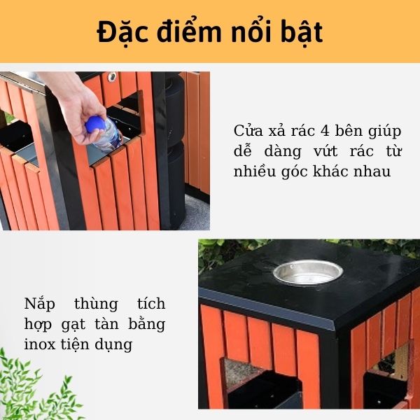 Đặc điểm nổi bật của thùng rác gỗ công nghiệp