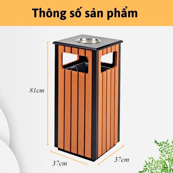 Thông số kỹ thuật của thùng rác gỗ hình vuông