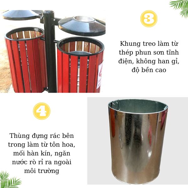 Ưu điểm nổi bật của thùng rác gỗ đôi ngoài trời