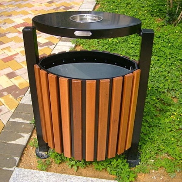 Thùng rác gỗ ngoài trời treo đơn