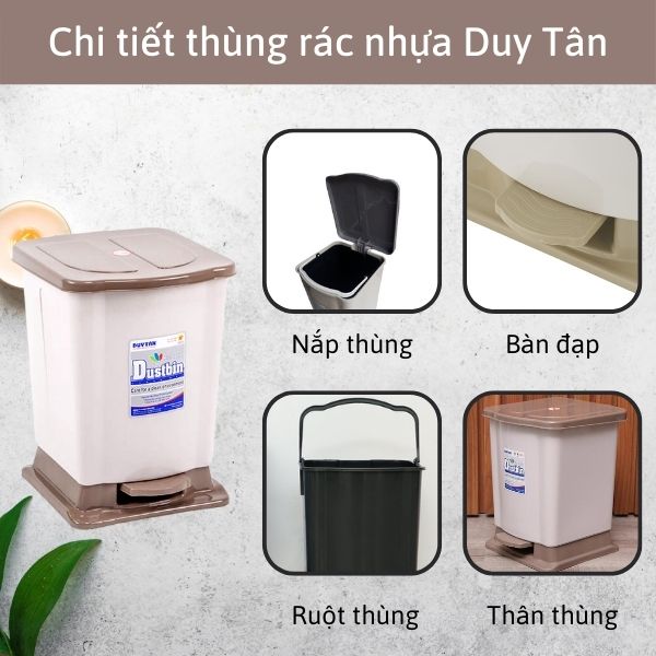 Cấu tạo thùng rác Duy Tân nhỏ có nắp