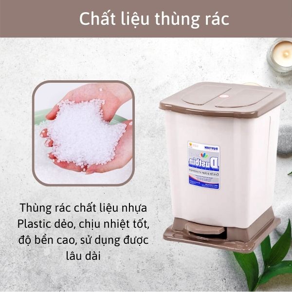 Thùng rác có nắp đậy Duy Tân làm từ nhựa Plastic độ bền cao