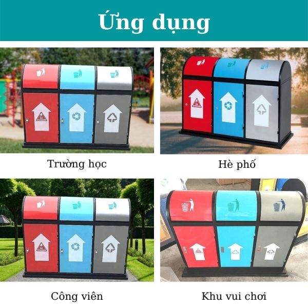 Ứng dụng của thùng rác thép 3 ngăn sơn tĩnh điện