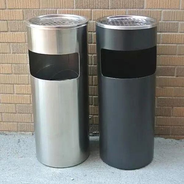Thùng rác thép phun sơn nắp gạt tàn tròn Ø250