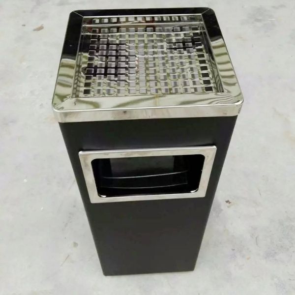 Thùng rác thép phun sơn nắp gạt tàn vuông