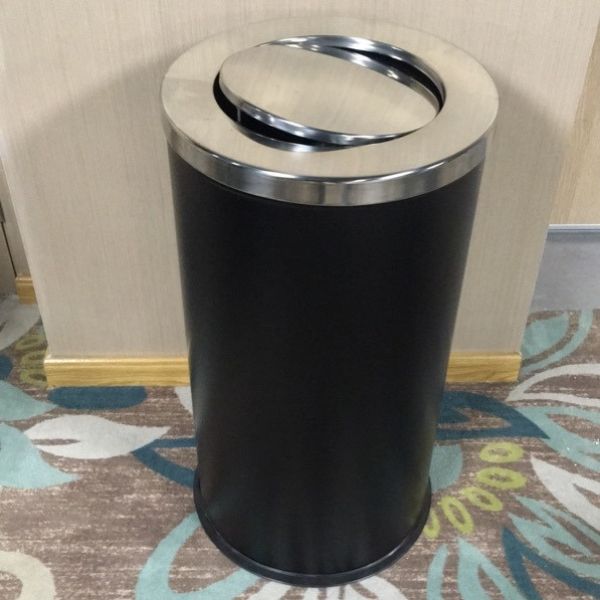 Thùng rác thép phun sơn nắp lật Ø300