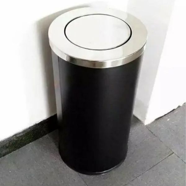 Thùng rác thép phun sơn nắp lật Ø300