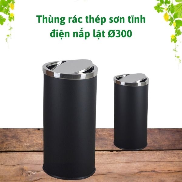 Mẫu thùng rác thép sơn tĩnh điện nắp lật phi 300 được ưa chuộng sử dụng hiện nay