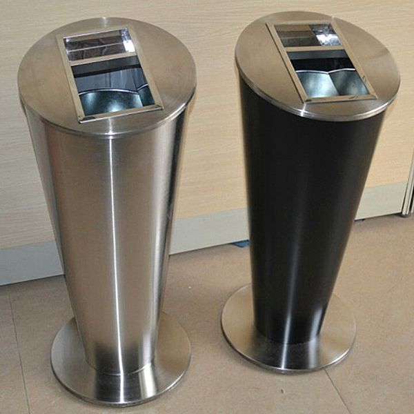 Thùng rác thép phun sơn tròn nắp gạt tàn Ø305