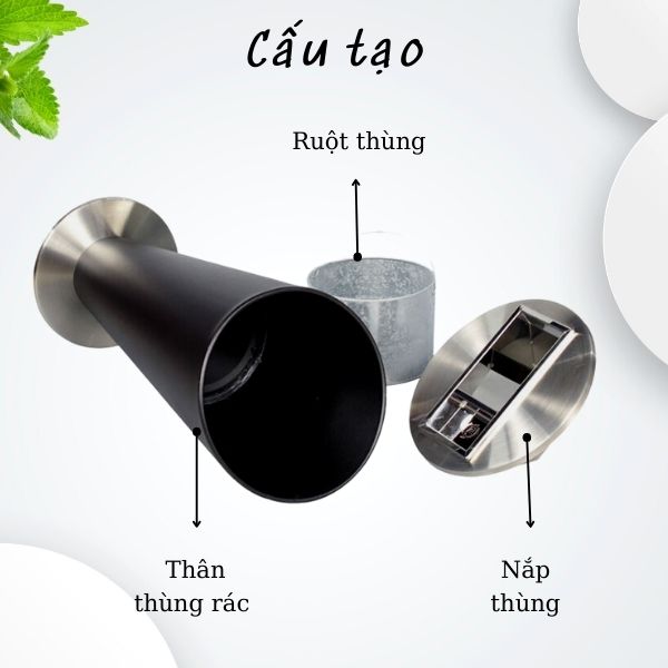 Chi tiết cấu tạo thùng đựng rác thép phun sơn phi 305